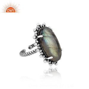 <b>Labradorite</b> Gemstone Ring Pave Diamond Wedding Ring <b>Jewelry</b> Gold 925 Silver Trendy Indian Natural Plated 14k 24K Super Round GIA - Product Image 2