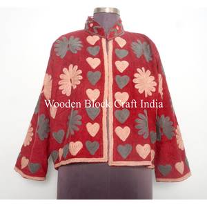 Chaqueta Floral Bordada de Otoño/Invierno para Mujer, Abrigo Étnico Hecho a Mano con Forro de Algodón, Estilo Bohemio con Logotipo Frontal - Product Image 6