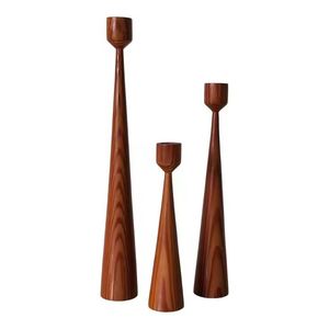 Bougeoirs de pilier en bois bougeoir en bois de ferme pour centres de table grands bougeoirs - Product Image 5