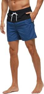 กางเกงว่ายน้ำชายแห้งเร็วสำหรับฤดูร้อน สวมใส่สบายชายหาด มีลายพิมพ์ด้านหน้า ซับในตาข่าย มีกระเป๋า สีพื้น สำหรับผู้ชาย - Product Image 2