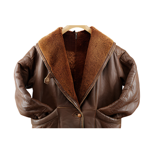 Sheepskin <b>Leather</b> <b>Jacket</b> Men Women Shearling B3 Genuine Bomber Aviator Biker Moto Coat Vest Lambskin Lined Black Brown OEM - Product Image 2