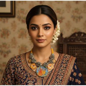 Collier pendentif Tribal Tales Ghungroo Pichwai avec technologie d'incrustation à sertissage clos - Product Image 1