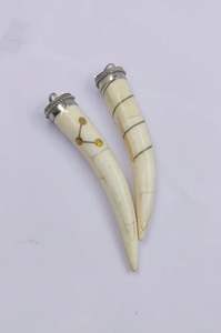 Vintage Handcrafted Horn Bone Tusk <b>Pendants</b> with Brass Caps Children's Tribal Jewelry Charms for <b>Necklace</b> Craft Making Use - Product Image 5