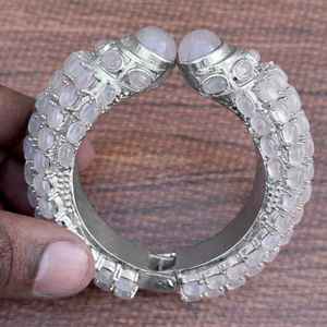 Brazalete de Plata con Piedra Preciosa de Cuarzo Rosa Natural |   Joyería Artesanal Ajustable - Product Image 2