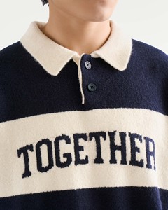 Suéter de Punto a Rayas de Manga Larga Casual de Invierno para Hombre, 100% Acrílico, Transpirable, Cuello Camisero, Anti-Pilling, Secado Rápido - Product Image 5