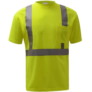 100% poliéster Hi Vis para camisetas de Polo camisas de trabajo de seguridad de construcción sólida rayas reflectantes bolsillo con cremallera comodidad de seguridad - Product Image 3