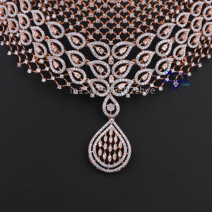 Hot Sale High Quality 925 <b>Silver</b> Moissanite <b>Diamond</b> <b>Necklaces</b> Set Bridal and Party Wear Jewellery Top Demanded Jewellery - Product Image 4