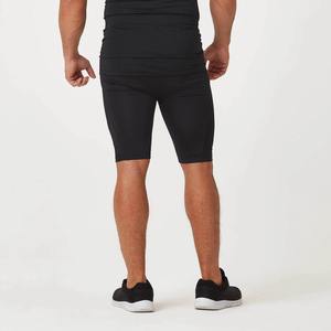 Short d'entraînement personnalisé pour hommes, short de fitness à dentelle à haute élasticité et respirant, à séchage rapide et à compression, taille moyenne, motif solide - Product Image 3