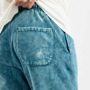 Pantalons de jogging en coton délavé à l'acide, style streetwear, délavé au soleil, personnalisés, très vendus - Product Image 2