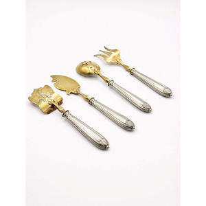 Modern Decorative Silver <b>Flatware</b> Set, 5 Pc Stainless Steel with Wooden Style Handles for Premium Dining - Product Image 4