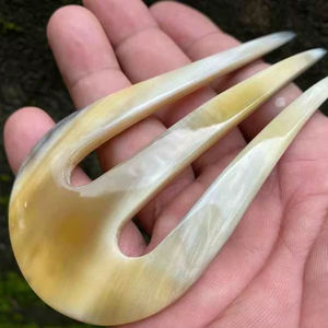 ปิ่นปักผมรูปเขาควายขัดเงาสำหรับผู้หญิงทำจากเขาวัวอุปกรณ์เสริมจากธรรมชาติ - Product Image 1