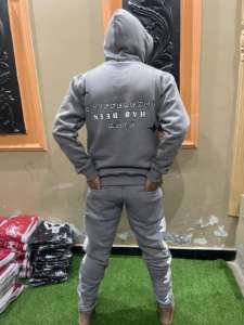 ชุดวอร์มผ้าคอตตอนซักสำหรับผู้ชายชุดมีฮู้ดและกางเกงขายาว100% เฮฟวี่เวทกำหนดได้เอง - Product Image 5