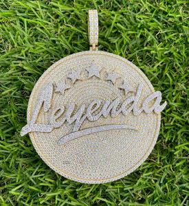 Colgante de Moissanita Real de 14K, chapado en oro de dos tonos, 5 piezas, colgante personalizable de círculo con incrustaciones de diamantes, colgantes finos para fiesta - Product Image 1