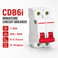 Disjoncteur miniature CDB6i MCB 1P 1P+N 2P 3P 3P+N 4P 1A-63A 230V 400V 6kA 10kA Courbes B C D Rail DIN