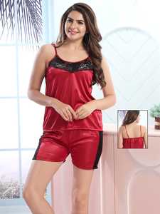 Ohsisa 2025, conjunto de pijamas de satén de verano para mujer, venta al por mayor, tirantes cortos, pantalones cortos de encaje, pijamas de seda Sexy para mujer - Product Image 5