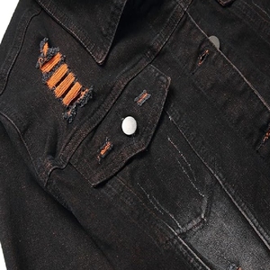 Chaqueta Vaquera Negra Corta de Mezclilla para Hombre, Nueva Colección 2025, Algodón/Poliéster, Logotipo Personalizado, Invierno, Botones de Parche, Resistente al Viento - Product Image 5