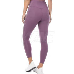 Leggings de fitness respirants taille mi-haute pour femmes, best-seller, avec motif uni personnalisé, taille élastique, en Spandex/Polyester - Product Image 5