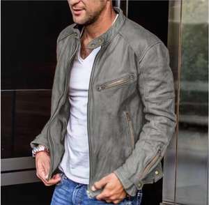 Venta al por mayor de los hombres Casual PU chaqueta de cuero de moda de los hombres de la motocicleta chaqueta de cuero Hombre Slim Fit Coat - Product Image 5