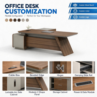 Bureau d'ordinateur de direction en MDF en forme de L, design moderne, fabrication sur mesure en Chine, mobilier de bureau de luxe, poste de travail
