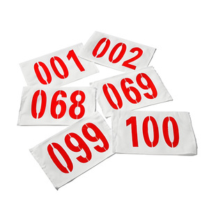 100 dossards de <span class=keywords><strong>course</strong></span> numérotés du 001 au 1500 pour marathon, compétition sportive, athlètes, en tissu coton, autocollants numérotés, plaques avec bords renforcés - Product Image 5
