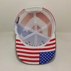 Logo de broderie personnalisé Gorras chapeau maille d'impression USA casquettes de camionneur drapeau américain maille chapeau 6 panneau structuré américain chapeaux de camionneur - Product Image 2