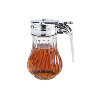 Verseur de sucre Distributeur de sirop de café et de miel Pot en verre Bouteille d'huile de vinaigre Bouteille d'assaisonnement avec couvercle en acier inoxydable