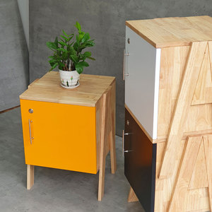 Mini Personal <b>Storage</b> <b>Locker</b> 40x40x48cm A-Style Legs Orange Door with Lock TCN68007 - Product Image 5