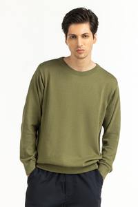 Suéter de Hombre con Cuello Redondo y Canalé, Estilo Europeo Americano 2025, Color Sólido, Holgado, 100% Algodón, Suéter Personalizado de Punto para Hombre - Product Image 6