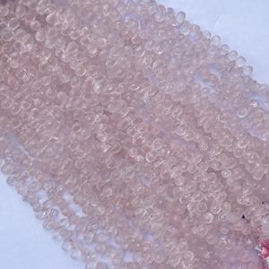 4mm 6mm 8mm piedra de cuarzo rosa Natural facetado lágrima gotas Briolette cuentas para fabricación de joyería collar pulsera semipreciosa DIY - Product Image 4