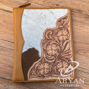 Carpeta de conferencia de cuero con herramientas manuales de alta calidad para negocios ejecutivos, organizador de documentos A4, carpetas de tres anillos de cuero de vaca - Product Image 1