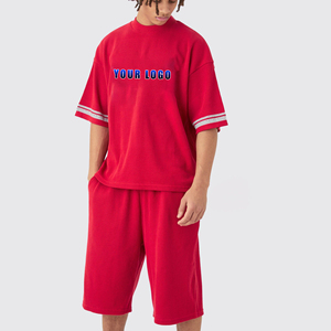 เซ็ตสั้นสำหรับผู้ชายบ็อกซี่ฟิตไซส์ฮิปฮอปฤดูร้อนผ้าคอตตอน250น้ำหนักเบาพิมพ์โลโก้ตามสั่ง100% - Product Image 1