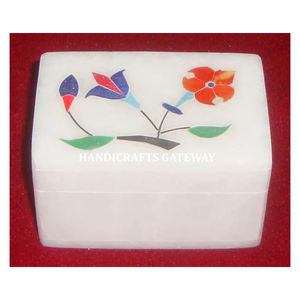 Boîtes à bijoux indiennes de forme rectangulaire incrustée de marbre blanc de meilleure qualité pour cadeau d'affaires et décoration de la maison Fabricant d'article - Product Image 1