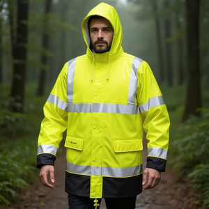 Chaqueta Impermeable de Alta Visibilidad Manfred para Hombre, Amarillo/Negro, PU - Product Image 3