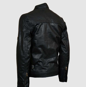 Chaqueta de moto con cuello levantado de cuero PU de alta calidad para hombre, cárdigan informal de invierno con cremallera, tamaño personalizado, liso, teñido, no tejido, ajustado - Product Image 2