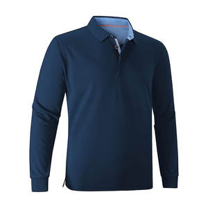 Polo à manches longues en tricot uni pour homme, personnalisable avec votre propre marque, doux et confortable, 2026 - Product Image 2