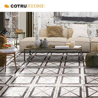 Marbre Nero Margiua et marbre blanc de Carrare, mosaïque en pierre naturelle, pierre naturelle polie, pour carrelage de sol intérieur, salon, escalier