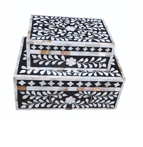 Fabricant de boîte à bijoux en nacre Boîte de rangement au design créatif Boîte de présentation de table de forme rectangulaire - Product Image 1