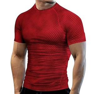 2024 nuevas camisas de manga corta de compresión para hombre de secado rápido Atlético Fitness gimnasio entrenamiento sublimación camisa patrón impreso - Product Image 1