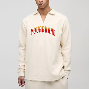 เสื้อยืดโปโลคอวีลำลองสำหรับผู้ชาย, เสื้อยืดโปโลแขนยาวทรงหลวมเสื้อฮิปฮอป100% ออกแบบโลโก้ได้ตามต้องการสำหรับฤดูร้อน - Product Image 1