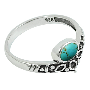 แหวนพลอยเทอร์ควอยซ์ธรรมชาติทำมือ925ทำมือด้วยเงินสเตอร์ลิงเครื่องประดับดีไซน์ตามต้องการสำหรับปาร์ตี้ - Product Image 1