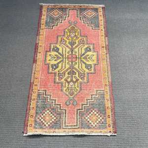 1.6x3.1 ft <b>Rug</b>, <b>Small</b> Turkish <b>Rug</b>, Red Striped <b>Rug</b> - Product Image 1