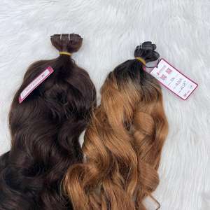 Trama plana de seda de doble capa alineada con cutícula de lujo ondulada natural 100% vendedores de cabello virgen cabello humano vietnamita trama plana suave - Product Image 3