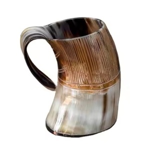 Tasses à bière en corne de buffle naturelle finie à la main Viking corne à boire Style animal étanche décor à la maison cadeau de mariage 500ml 1L - Product Image 4