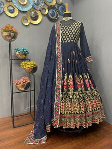 Launch – robe de soirée longue en tissu georgette lourd, tenue de soirée avec dupata - Product Image 5