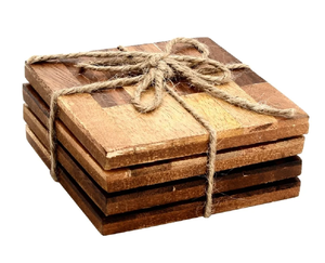 High Quality Handmade <b>Wooden</b> <b>Coaster</b> Set Customized Eco-Friendly Square Shape Home Hotel Restaurant Bar Wedding Party Use - Product Image 1