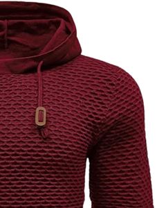 Sweat-shirt à capuche en tricot texturé marron personnalisé pour homme, manches longues, décontracté, streetwear, vêtements d'hiver avec capuche et cordon de serrage - Product Image 2