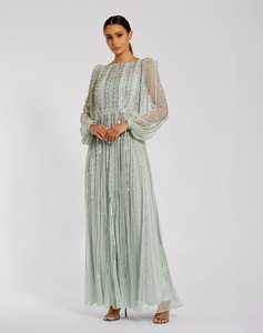 Personalizado O-cuello Slim Fit Regular manga Floral A-Line Maxi vestido de noche Formal cena vestidos de baile mujeres graduación boda tul - Product Image 6