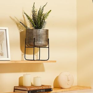 Maceta redonda de metal de lujo hecha a mano con soporte para decoración de sala de estar y decoración de jardín - Product Image 5