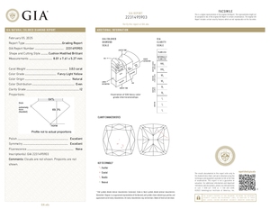 Fancy Light Yellow Natural Modified Brilliant Cushion Cut 3,02 Cts I2 Clarity GIA Certified Diamantes sueltos Naturales de La India - Product Image 2