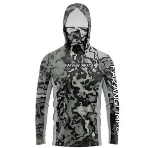 Chemise de pêche personnalisée à manches longues, protection UV, vêtements pour hommes, UPF 50, performance respirante, chemise à capuche avec masque, avec évents latéraux - Product Image 1